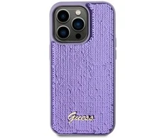 Guess GUHCP14LPSFDGSU Apple iPhone 14 Pro 6.1″ violetinės spalvos kietas dėklas Sequin Script Metal