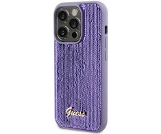 Guess GUHCP14LPSFDGSU Apple iPhone 14 Pro 6.1″ violetinės spalvos kietas dėklas Sequin Script Metal