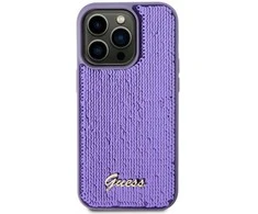 Guess GUHCP14XPSFDGSU Apple iPhone 14 Pro Max 6.7″ violetinės spalvos kietas dėklas Sequin Script Metal