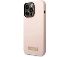 Guess GUHMP14LSBPLP iPhone 14 Pro 6,1" rožinis/rožinis kietas dėklas su silikoniniu logotipu ir MagSafe logotipu