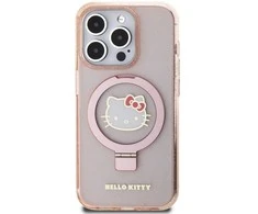 Dėklas Hello Kitty Ring Stand Glitter Electrop Logo MagSafe - Apple iPhone 15 Pro Case pink