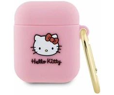 Apple AirPods Hello Kitty Silicone 3D Kitty Head (HKA23DKHSP) ausinių dėklas rožinės spalvos