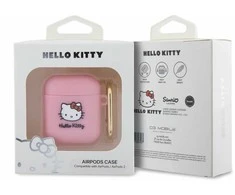 Apple AirPods Hello Kitty Silicone 3D Kitty Head (HKA23DKHSP) ausinių dėklas rožinės spalvos