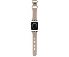 Apyrankė Apple Watch 1 / 2 / 3 / 4 / 5 / 6 / SE / 7 / 8 (38 / 40 / 41 mm) Hello Kitty dirželis silikoninis kitty galva (HKAWMSCHBLE) smėlio spalvos