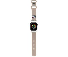 Apyrankė Apple Watch 1 / 2 / 3 / 4 / 5 / 6 / SE / 7 / 8 (38 / 40 / 41 mm) Hello Kitty dirželis silikoninis kitty galva (HKAWMSCHBLE) smėlio spalvos