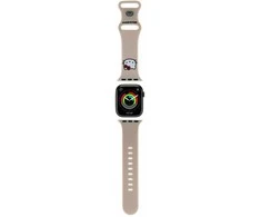 Apyrankė Apple Watch 1 / 2 / 3 / 4 / 5 / 6 / SE / 7 / 8 (38 / 40 / 41 mm) Hello Kitty dirželis silikoninis kitty galva (HKAWMSCHBLE) smėlio spalvos