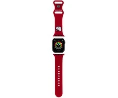 Apyrankė Apple Watch 1 / 2 / 3 / 4 / 5 / 6 / SE / 7 / 8 (38 / 40 / 41 mm) Hello Kitty Strap Silicone Kitty Head (HKAWMSCHBLR) raudonos spalvos