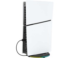 Dėklas iPega P5S025SH vertikalus stovas su RGB apšvietimu, skirtas PS5 Slim/PS5 Pro, juodos spalvos