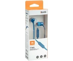 Į ausis įkišamos ausinės su mikrofonu JBL Tune T160, Mėlynos