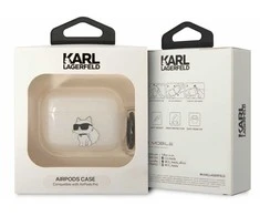 Dėklas Karl Lagerfeld Karlo Lagerfeldo etapai, skirti Airpods Pro KLAPHNCHTCT baltai Ikonik Choupette