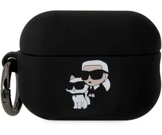 Karl Lagerfeld 3D Logo NFT Karl and Choupette silikoninis dėklas skirtas AirPods Pro 2 juodos spalvos