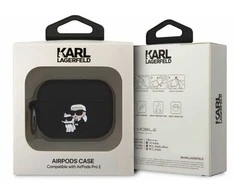 Karl Lagerfeld 3D Logo NFT Karl and Choupette silikoninis dėklas skirtas AirPods Pro 2 juodos spalvos