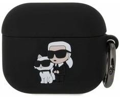Karl Lagerfeld 3D Logo NFT Karl and Choupette silikoninis dėklas ausinėms AirPods 3 juodos spalvos