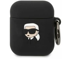 Karl Lagerfeld dėklas skirtas APPLE Airpods 1 / 2 KLA2RUNIKK (3D Sil NFT Karl) juodos spalvos