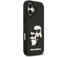Karl Lagerfeld 3D Rubber Karl and Choupette dėklas skirtas Apple iPhone 17 juodos spalvos