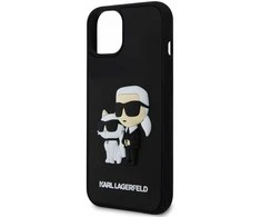 Karl Lagerfeld 3D Rubber Karl and Choupette dėklas telefonui Apple iPhone 13 juodos spalvos