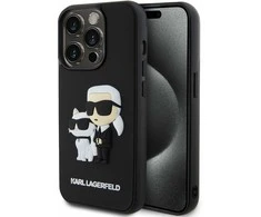 Karl Lagerfeld 3D Rubber Karl and Choupette Apple iPhone 13 Pro dėklas telefonui juodos spalvos
