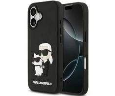 Karl Lagerfeld 3D Rubber Karl and Choupette dėklas skirtas Apple iPhone 17 juodos spalvos