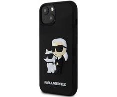 Karl Lagerfeld 3D Rubber Karl and Choupette dėklas telefonui Apple iPhone 13 juodos spalvos