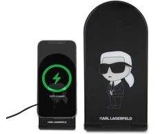 Karl Lagerfeld foldable Belaidis įkroviklis 2-in-1 KLDCRFALKINK 15W juodos spalvos Ikonik MagSafe
