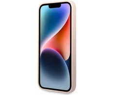 Karl Lagerfeld ir Choupette skystas silikoninis dėklas, skirtas iPhone 14 Plus Rožinė