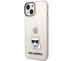 Karl Lagerfeld dėklas, skirtas iPhone 14 Plus 6,7 KLHCP14MCTTRI rožinis kietas dėklas, skirtas Skaidrus Choupette Body