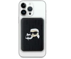 Karl Lagerfeld Powerbank inductive KLPB5FPGKSKCHK 16W 5000mAh juodos spalvos Karl&amp;Choupette Head Pin MagSafe