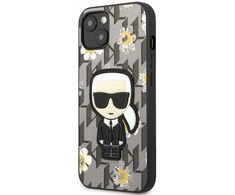 Dėklas Apple iPhone 13 Mini Karl Lagerfeld Flower Ikonik Karl (KLHCP13SPMNFIK1) pilkos spalvos