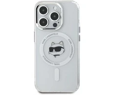 Karl Lagerfeld KLHMP14XHLSCHH Apple iPhone 14 Pro Max 6.7″ baltos spalvos kietas dėklas IML Metal Choupette Head