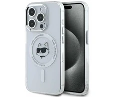 Karl Lagerfeld KLHMP14XHLSCHH Apple iPhone 14 Pro Max 6.7" dėklas telefonui baltos spalvos IML Metal Choupette Head MagSafe
