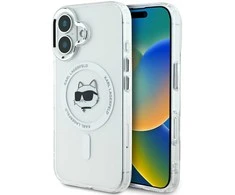 Karl Lagerfeld IML Metal Choupette Head MagSafe Apple iPhone 16 - dėklas telefonui baltos spalvos