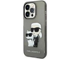 Karl Lagerfeld KLHCP14XHNKCTGK iPhone 14 Pro Max 6,7" juoda/juodas kietas dėklas IML GLIT NFT Karl&amp;Choupette