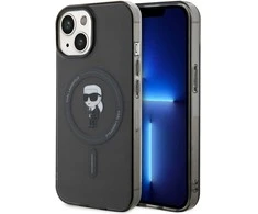 Apple iPhone 15 Karl Lagerfeld dėklas IML Ikonik MagSafe juodos spalvos