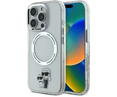 Karl Lagerfeld IML Karl and Choupette MagSafe dėklas skirtas iPhone 16 Pro skaidrus