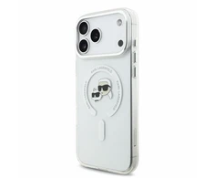 Dėklas Karl Lagerfeld IML K&amp;CH Heads Metal Frame MagSafe Case, skirta iPhone 18 Pro Max, balta