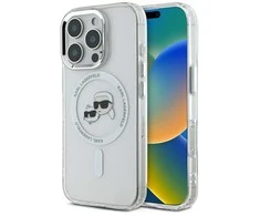Karl Lagerfeld IML K&CH Heads Metal Frame MagSafe Apple iPhone 16 Pro Max dėklas telefonui skaidrus