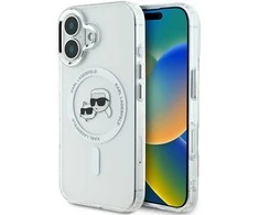 Karl Lagerfeld KLHMP16MHLSKCH Apple iPhone 16 Plus 6.7" baltos spalvos kietas dėklas IML Metal Karl&amp;Choupette Head