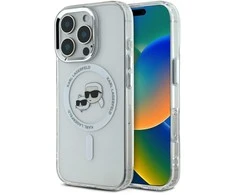 Karl Lagerfeld KLHMP16LHLSKCH Apple iPhone 16 Pro 6.3" baltos spalvos kietas dėklas IML Metal Karl&amp;Choupette Head M