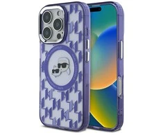 Karl Lagerfeld IML Monogram K&CH Heads MagSafe Apple iPhone 16 Pro Max dėklas telefonui violetinės spalvos
