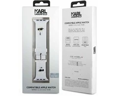 Apyrankė Apple Watch 4 / 5 / 6 / 7 / 8 / SE / Ultra (42 / 44 / 45 / 49 MM) Karl Lagerfeld 3D Rubber Karl&amp;Choupette Heads (KLAWLSLKCNH) baltos spalvos