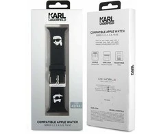 Apyrankė Apple Watch 4 / 5 / 6 / 7 / 8 / SE / Ultra (42 / 44 / 45 / 49 MM) Karl Lagerfeld 3D Rubber Karl&Choupette Heads (KLAWLSLKCNK) juodos spalvos