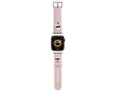 Apyrankė laikrodžiui Apple Watch 1 / 2 / 3 / 4 / 5 / 6 / SE / 7 / 8 (38 / 40 / 41 mm) Karl Lagerfeld Strap 3D Rubber Karl&Choupette Heads (KLAWMSLKCNP) rožinės spalvos