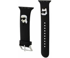 Apyrankė Apple Watch 4 / 5 / 6 / 7 / 8 / SE (38 / 40 / 41 MM) Karl Lagerfeld 3D Rubber Karl&Choupette Heads (KLAWMSLKCNK) juodos spalvos