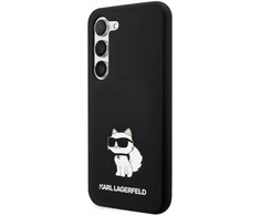 Karl Lagerfeld Karlas Lagerfeldas KLHCS23MSNCHBCK S23+ S916 kietas dėklas, juodas/juodas silikoninis dėklas