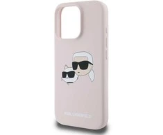 Karl Lagerfeld Liquid silikoninis Double Heads MagSafe Apple iPhone 16 Pro dėklas telefonui rožinės spalvos