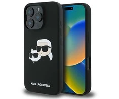 Karl Lagerfeld Liquid silikoninis Double Heads MagSafe Apple iPhone 16 Pro Max dėklas telefonui juodos spalvos