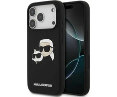 Karl Lagerfeld Liquid Silicone Double Heads MagSafe dėklas skirtas Apple iPhone 17 Pro juodos spalvos