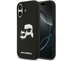 Karl Lagerfeld Liquid Silicone Double Heads MagSafe dėklas skirtas Apple iPhone 17 juodos spalvos
