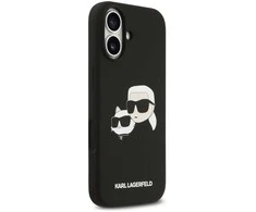 Karl Lagerfeld Liquid Silicone Double Heads MagSafe dėklas skirtas Apple iPhone 17 juodos spalvos