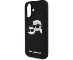 Karl Lagerfeld KLHMP16MSKCHPPLK Apple iPhone 16 Plus 6.7″ juodos spalvos kietas dėklas Silicone Double Heads Print
